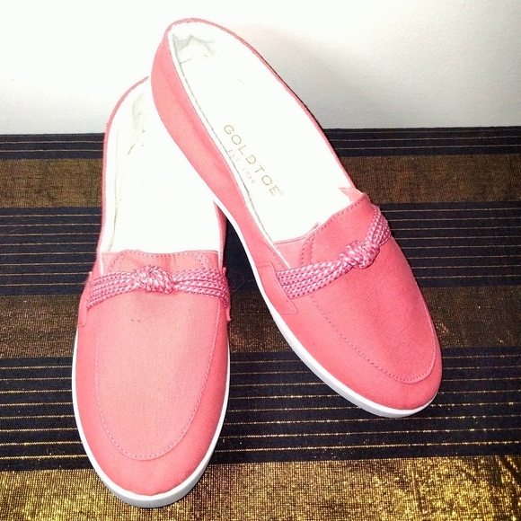 Gold Toe Women's Shoes Flats Size 6.5 Slip-On Canvas Dusty Rose Loafers - Picture 7 of 12